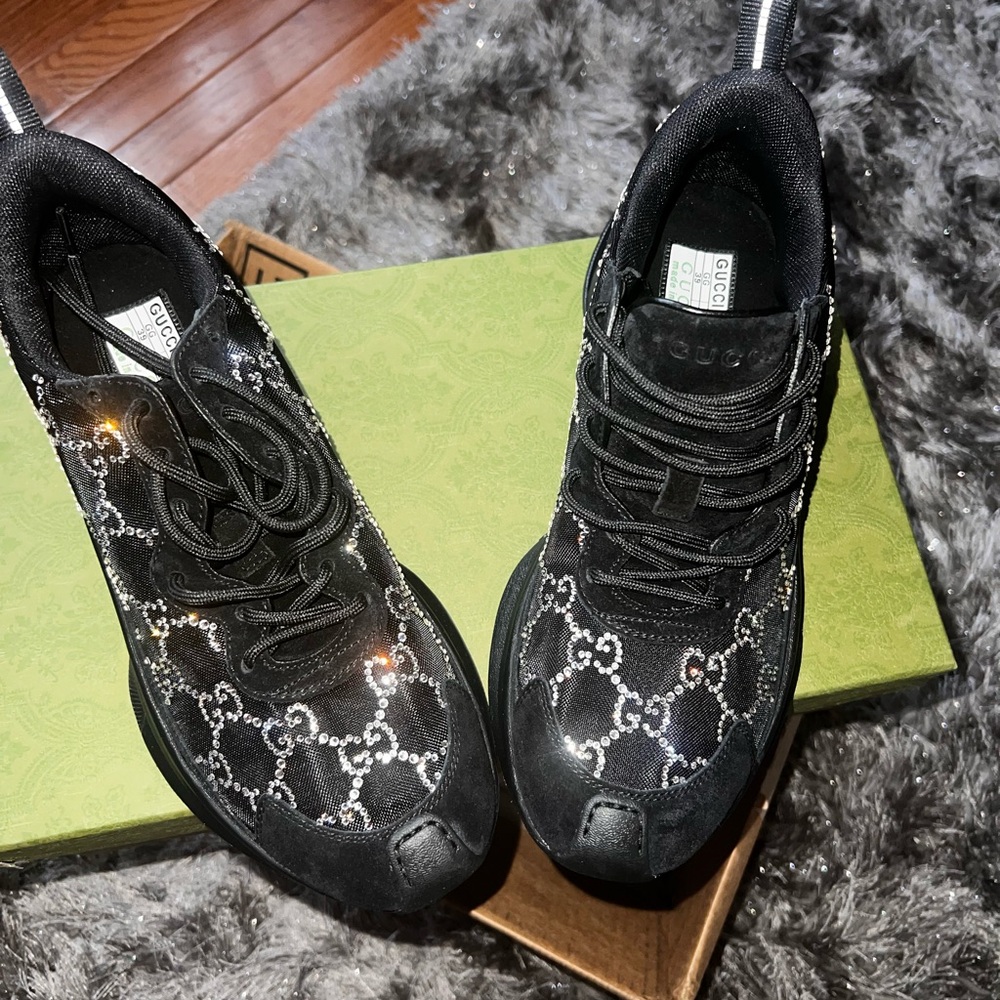 BNIB Gucci Black and Silver Crystal GG sneakers - Picture 5 of 6